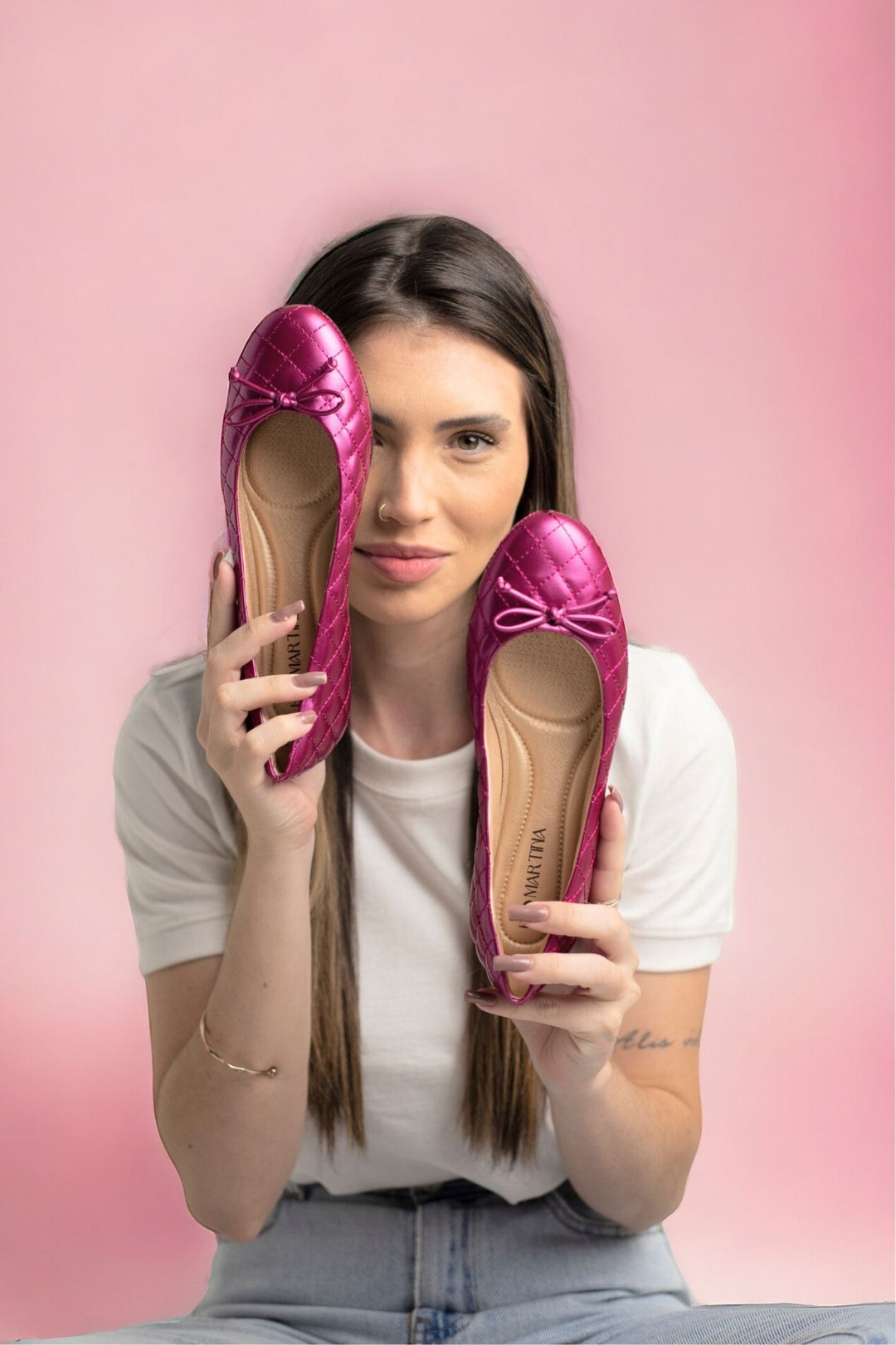 Damen Ballerina Schuhe Pink