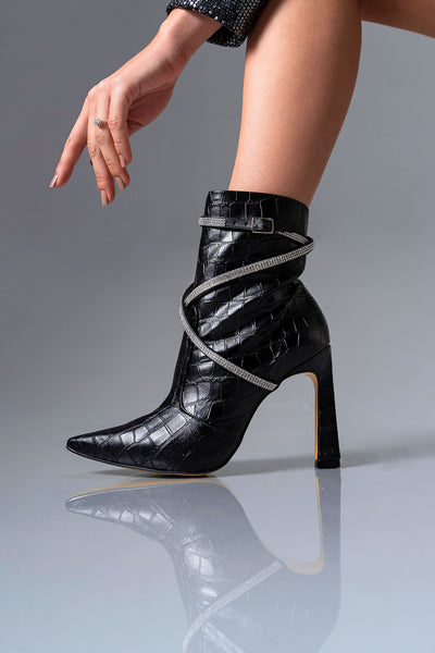 Rio Black Curl Ankle Boot