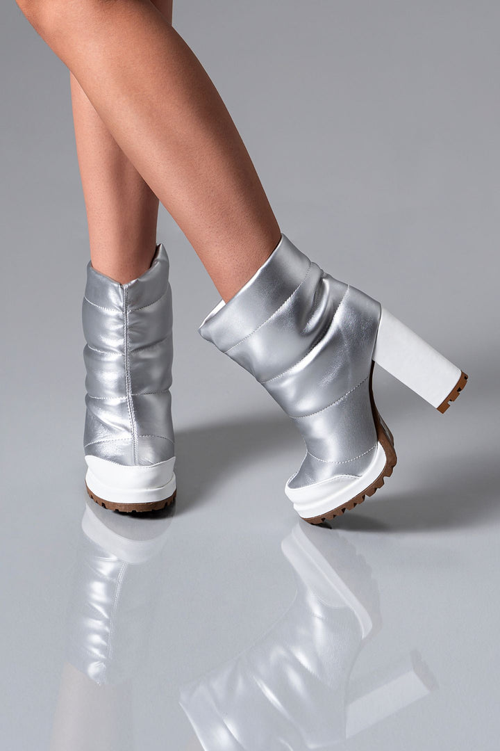 Rio Shiny Silver Ankle Boot