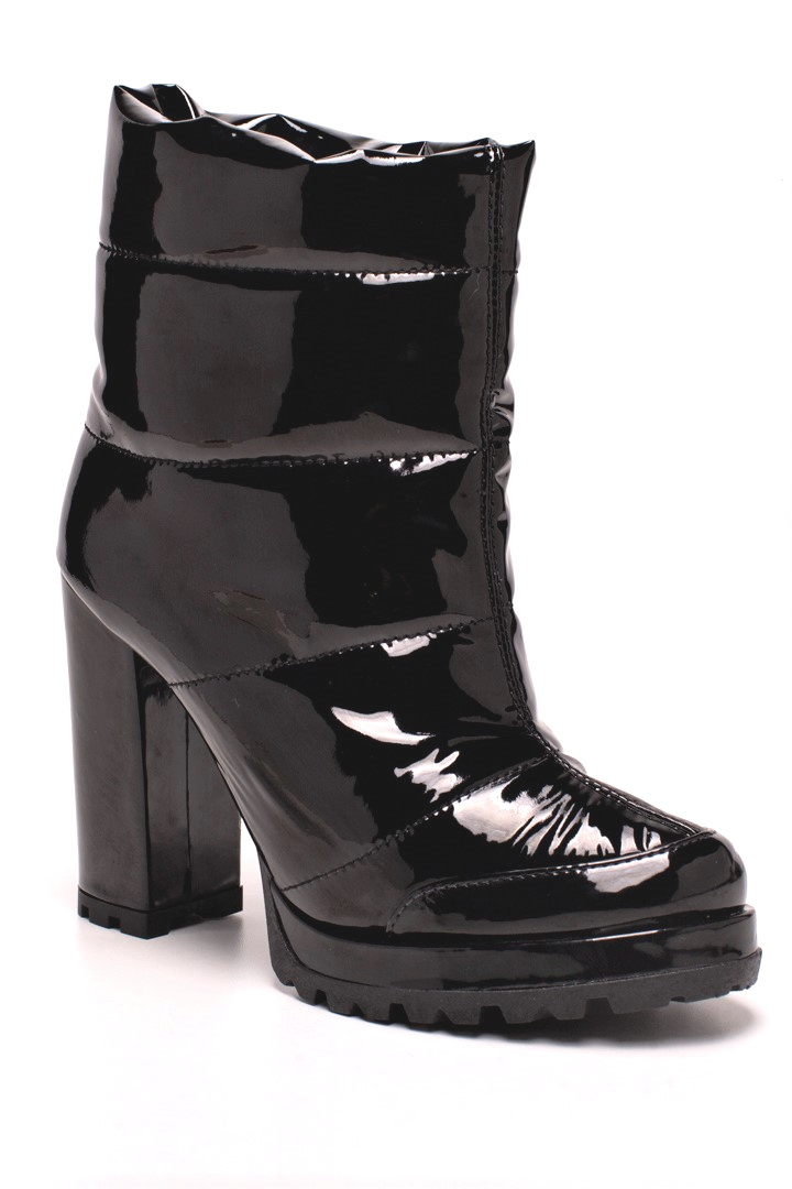 SHINY BLACK Stiefel - Lackstiefel in Schwarz mit Profilsohle